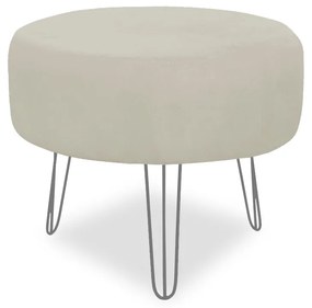 Puff Chloe Pés Hairpin Legs Prata Suede Bege