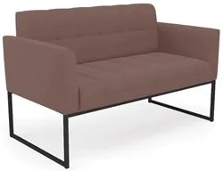 Sofá Namoradeira e 2 Poltronas Base Industrial Preto Ana Veludo Rosê -
