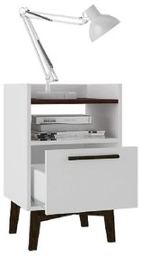 Criado Mudo Mesa de Apoio 1 Gaveta Branco Castanho