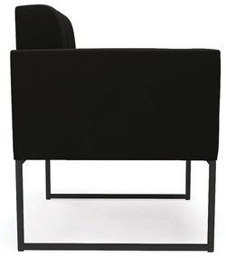 Kit 1 Sofá Namoradeira e 2 Poltronas Elisa Suede Preto Base Metálica Industrial Preto - D'Rossi
