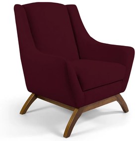 Poltrona Decorativa Sala de Estar Base de Madeira Naomi Veludo Marsala G15 - Gran Belo