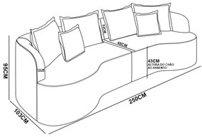 Sofá 4 Lugares Orgânico Living 250cm Mersa Bouclê K01 - D'Rossi - Bege