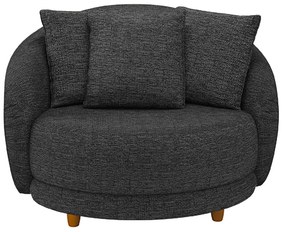 Poltrona Decorativa Base Fixa Galáxia com Almofadas Linho Chumbo G45 - Gran Belo