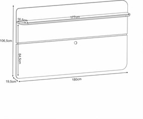 Painel Suspenso Decorativo Curv 1.8 TV até 70 Polegadas Cinamomo/OffWhite G26 - Hb Móveis