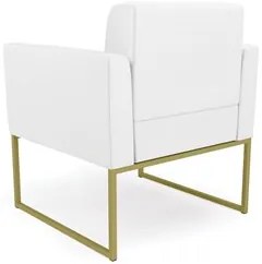 Poltrona Base Industrial Dourado Kit 2 Ana Sintético Branco - Ibiza