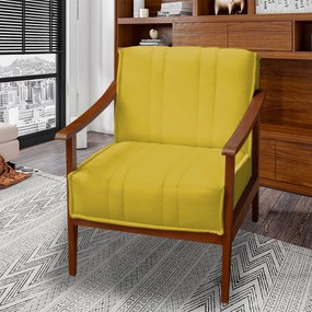 Poltrona Decorativa Vincenzza Veludo Amarelo