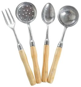 Kit Utensílios de Cozinha Prata 4 Peças