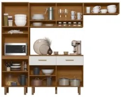 Cozinha Compacta 260cm Nicole Freijó UV/Ripado/Off Acetinado Z44 - Mpo