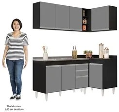 Armário de Cozinha Modulado de Canto Esquerdo 4 Peças CP48 com Pia Ino