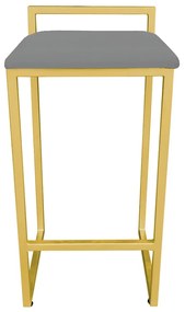 Banqueta Alta Industrial Pietra Suede Grafite Base Dourado D'Rossi