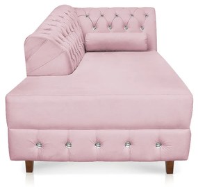 Divã Chesterfield 165 cm Capitonado com Strass Suede Rosa Bebê - D'Rossi