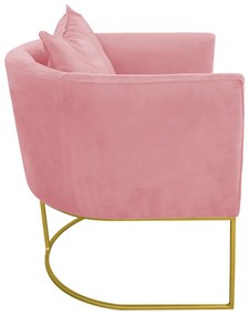 Poltrona Paola Suede Base Metálica Dourado D03 - D'Rossi Bege - Rose
