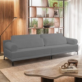 Sofá 3 Lugares Living 234cm Pé Ferro Romeu Bouclê K01 - D'Rossi - Cinza escuro