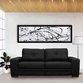 Sofá 3 Lugares Sala de Estar Milano 210cm Couro Preto G58 - Gran Belo