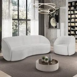 Sofá 3 Lugares Orgânico 240cm e Poltrona Zion M22 Boucle Branco - Mpoz