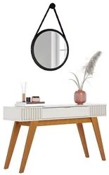 Aparador Para Sala de Estar Valerie Com Espelho Adnet 67cm C05 Preto/O