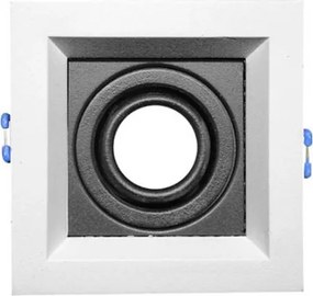 Plafon De Embutir Aluminio 10,4X10,4Cm Recuado Ii - PRETO / BRANCO