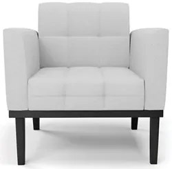 Poltrona Decorativa Base Madeira Preto Ana Linho Cinza - Ibiza