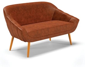 Namoradeira 02 Lugares Giovana Corano Nozes Pés Palito Castanho - Indo Decorar