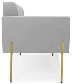 Sofá Namoradeira 2 Lugares Pé de Ferro Dourado Elisa Suede D03 - D'Rossi - Cinza