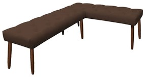 Banco de Canto Estofado Sira Suede Pés Palito Castanho C05 - D'Rossi - Marrom