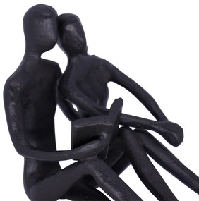 Escultura Decorativa Casal Sentado Em Metal Preto 12 Cm - D'Rossi