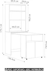 Estante Escrivaninha Para Escritório Home Office Salt Branco Z06 - Mpo