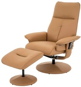 Poltrona de Massagem Nebraska Com Puff Corino Caramelo - 74987 Sun House