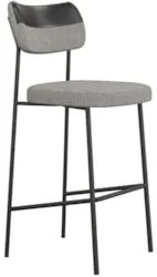 Banqueta Alta Bar Estofada Milli Linho Cinza/Preto A14 - Mpozenat