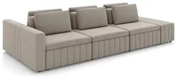Sofá Ilha e Puff Sala Living 335cm Siesta M22 Veludo Bege - Mpozenato