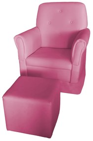 Poltrona Suzi Amamentação Balanço + Puff Suzi Courino Pink