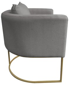 Kit 02 Poltronas Paola Linho Base Metálica Dourado D03 - D'Rossi - Grafite A26