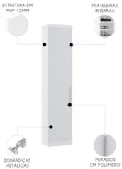 Guarda Roupa Modulado Sapateira 50cm 1 Porta Taiga Branco L01 - Mpozen