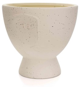 Cachepot Decorativo Rosto em Cerâmica Areia 17x18 cm - D'Rossi