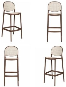 Kit 04 Banquetas Positano Alta Polipropileno Cinza - 73055 Sun House