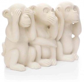 Escultura Decorativa Macacos Em Cimento Bege 11x17,5x7,5 Cm - D'Rossi