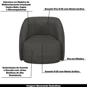 Poltrona Decorativa Clarke Veludo Cinza G45 - Gran Belo
