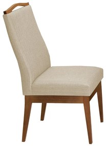 Conjunto 8 Cadeiras Sala de Jantar Lara Linho/Poliester Bege