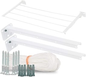 Varal De Parede Retratil Recolhivel Metal Dobravel Muro Reforçado Branco