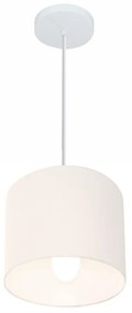 Lustre Pendente Cilíndrico Md-4046 Cúpula em Tecido 18x18cm Branco - Bivolt