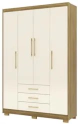 Guarda Roupa Solteiro 150cm 4 Portas Espanha Nature/Champanhe - Vila R