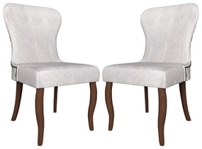 Kit 2 Cadeiras Decorativas Sala De Jantar Duque Madeira Linho Cinza G48 - Gran Belo