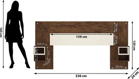 Cabeceira Casal Extensível Cama Box 236-176cm Cibely V01 - D'Rossi - Imbuia e Champanhe