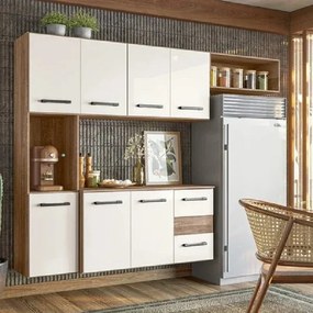 Cozinha Juliete Suspensa Carvalho/Off White – Nicioli Móveis