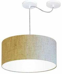 Lustre Pendente Cilíndrico Com Desvio De Centro Md-4147 Cúpula  50x25cm Rustico Bege - Bivolt