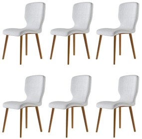 Kit 6 Cadeiras Decorativas Sala de Jantar Madeira Maciça Parker Linho Cinza Claro G13 - Gran Belo