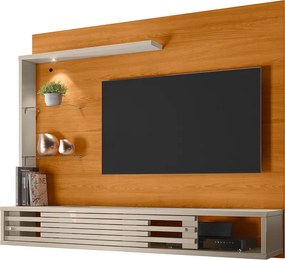 Painel TV 50 Pol 160cm Bancada Suspensa Sala Ravian Cinamomo/Off White M20 - D'Rossi