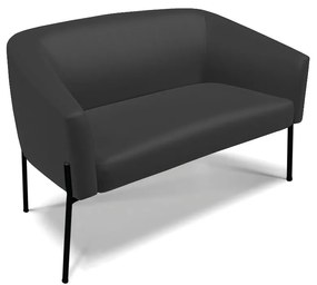 Namoradeira e 2 Poltronas Pé de Ferro Preto Stella Sintético D03 - D'Rossi - Preto