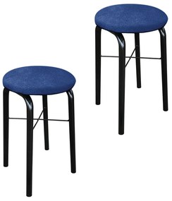 Kit 02 Banquetas Baixa Manu Suede - Azul Royal