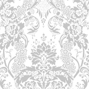 Papel de Parede Arabesco cinza e branco 0.52m x 3.00m